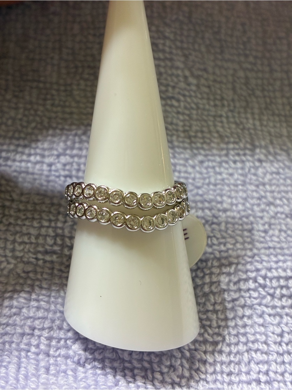 Double Row Bezel Crystal Ring - Silver Tone